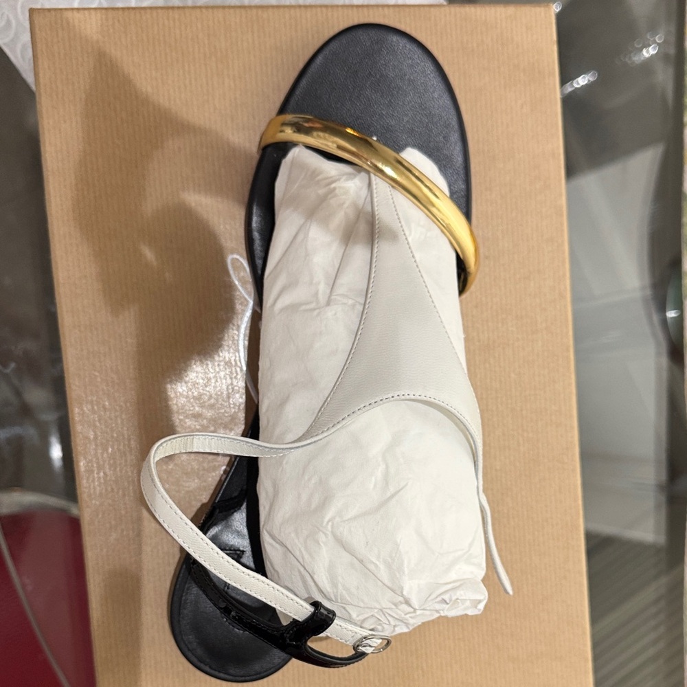 Christian Louboutin Black and Gold Sandals